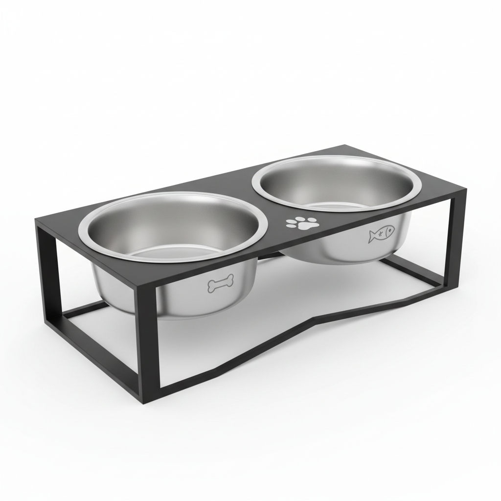 Comedero doble de acero inoxidable para mascotas
